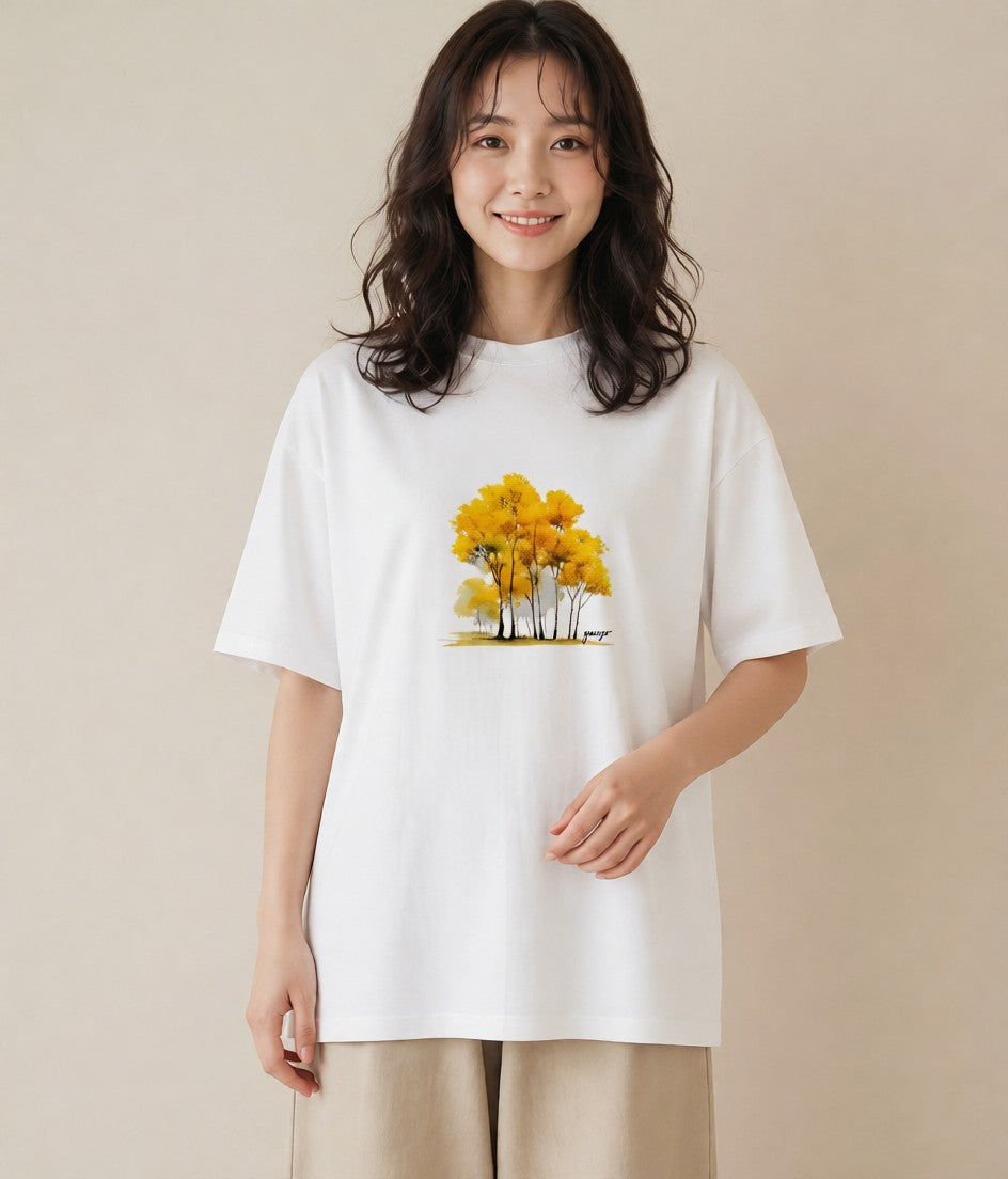 Tシャツ レディース 森 植物 ボタニカル イラスト ラフ 帰省 白T YMAZO