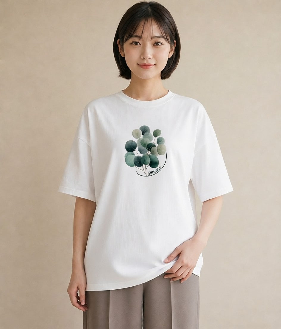 プリントTシャツ レディース 観葉植物 植物 ボタニカル イラスト 上品 自分用 ルームウェア 白T YMAZO