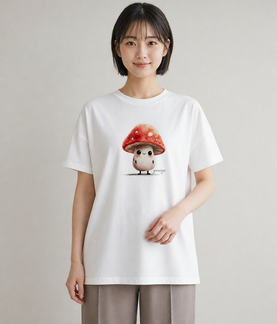 デザインTシャツ レディース きのこ 植物 ボタニカル イラスト 個性的 母娘コーデ 自分用 白T YMAZO