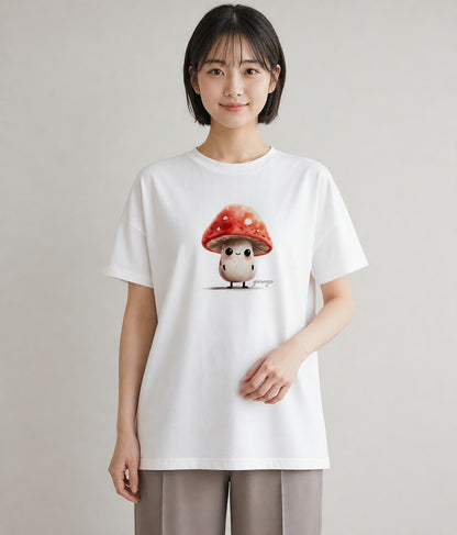デザインTシャツ レディース きのこ 植物 ボタニカル イラスト 個性的 母娘コーデ 自分用 白T YMAZO