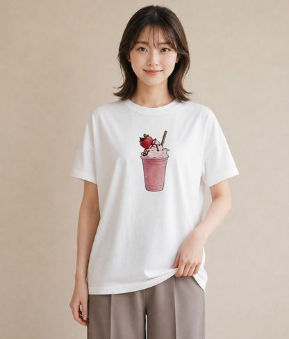 プリントTシャツ レディース パフェ 食べ物 フード イラスト モード ギフト 母の日 白T YMAZO