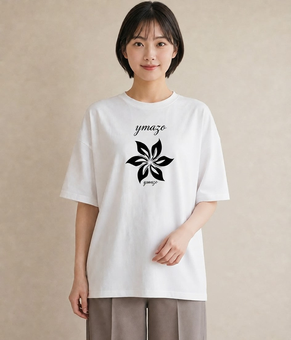 グラフィックTシャツ レディース 扇子 そよ風 ナチュラル アンティーク イラスト ガーリー 親子 20代 白T YMAZO
