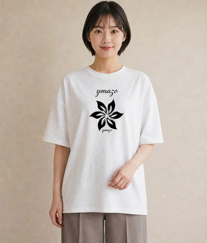 グラフィックTシャツ レディース 扇子 そよ風 ナチュラル アンティーク イラスト ガーリー 親子 20代 白T YMAZO