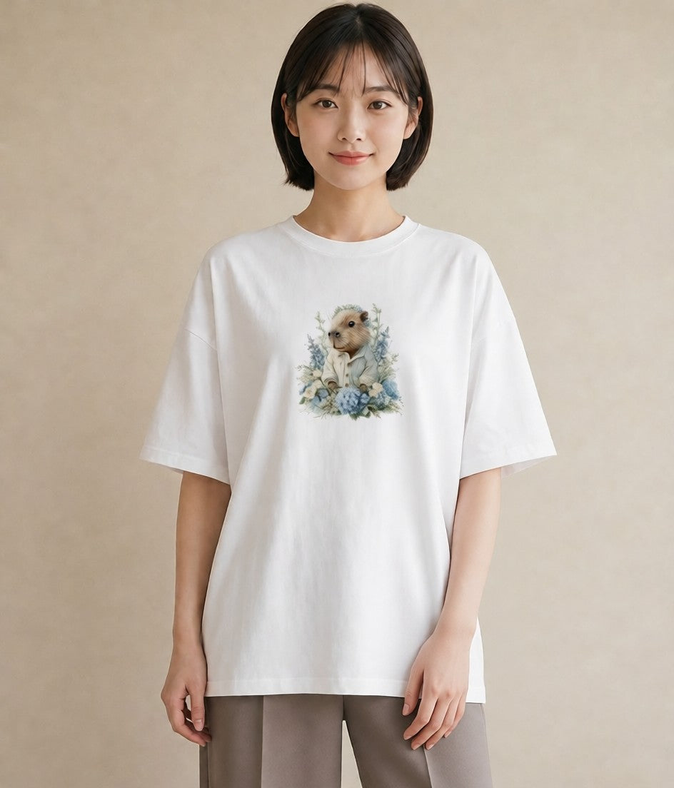 デザインTシャツ レディース ジャンガリアンハムスター ペット 動物 イラスト ガーリー 在宅 公園 白T YMAZO