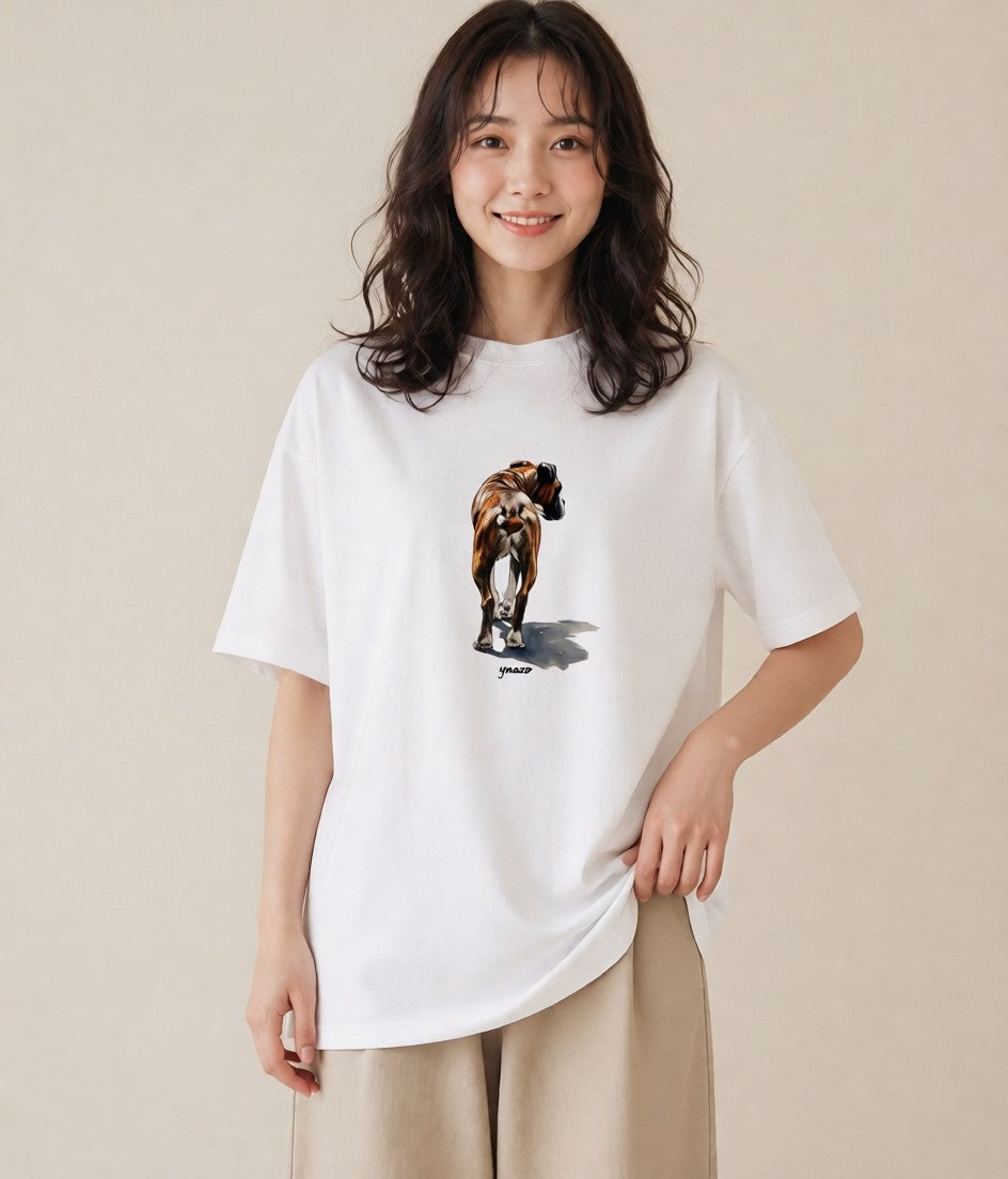 Tシャツ レディース 老犬 犬 いぬ イラスト ニュアンス デイリーウェア 休日 白T YMAZO