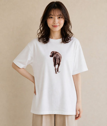 Tシャツ レディース 愛犬 犬 いぬ イラスト モード 在宅 公園 白T YMAZO