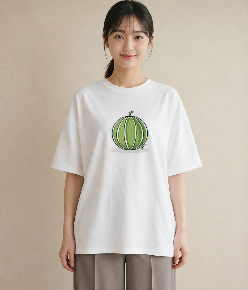 グラフィックTシャツ レディース すいか 食べ物 フード イラスト 可愛い ルームウェア ギフト 白T YMAZO