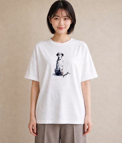 Tシャツ レディース ダルメシアン 犬 いぬ イラスト 休日コーデ 社会人 女性 白T YMAZO
