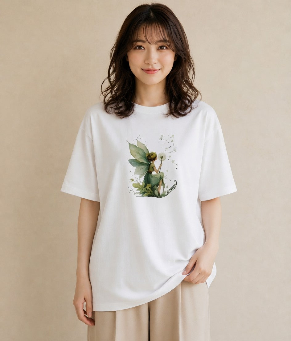 半袖Tシャツ レディース たんぽぽ 花 花柄 イラスト 抜け感 敬老の日 ホワイトデー 白T YMAZO