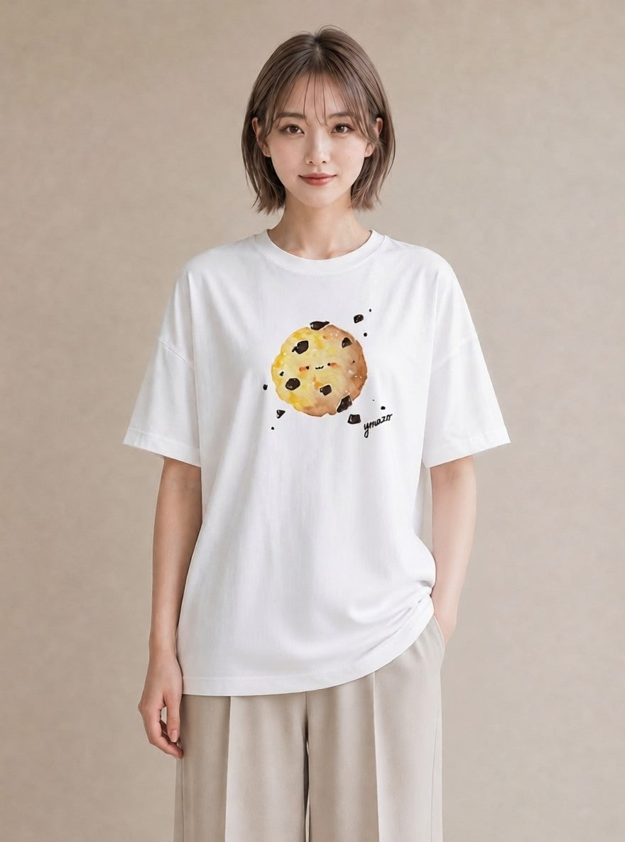 半袖Tシャツ レディース クッキー 食べ物 フード イラスト 普段使い 女子会 お揃い 白T YMAZO