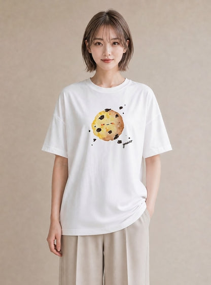 半袖Tシャツ レディース クッキー 食べ物 フード イラスト 普段使い 女子会 お揃い 白T YMAZO