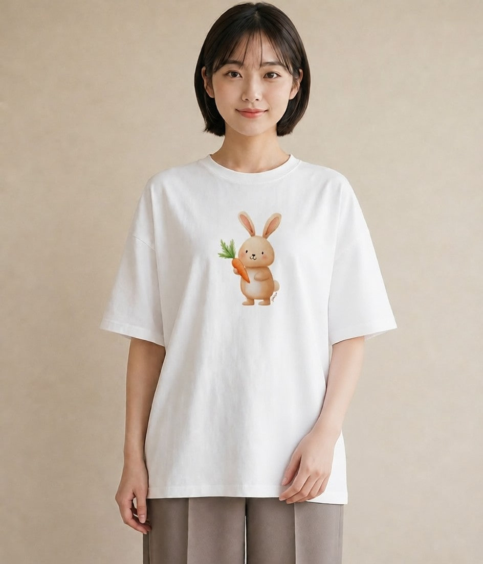 Tシャツ レディース うさちゃん ペット 動物 イラスト おしゃれギフト 社会人 白T YMAZO