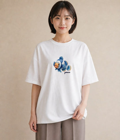 プリントTシャツ レディース 金魚 ペット 動物 イラスト ポップ 敬老の日 ホワイトデー 白T YMAZO