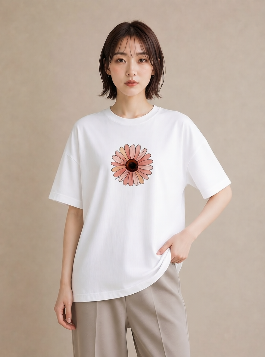 グラフィックTシャツ レディース たんぽぽ 花 花柄 イラスト 抜け感 親子 20代 白T YMAZO