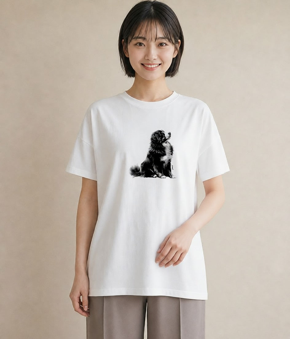 デザインTシャツ レディース バーニーズマウンテンドッグ 犬 いぬ イラスト 旅行コーデ おしゃれギフト 社会人 白T YMAZO