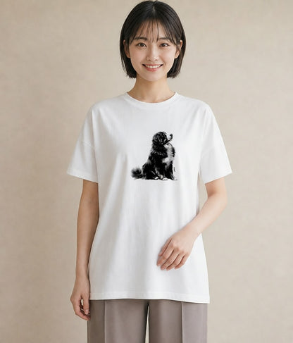 デザインTシャツ レディース バーニーズマウンテンドッグ 犬 いぬ イラスト 旅行コーデ おしゃれギフト 社会人 白T YMAZO