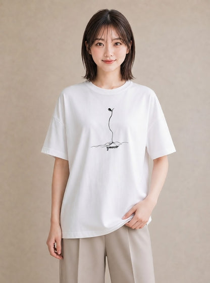 グラフィックTシャツ レディース 観葉植物 ボタニカル 植物 イラスト フェミニン 女性 旅行用 白T YMAZO