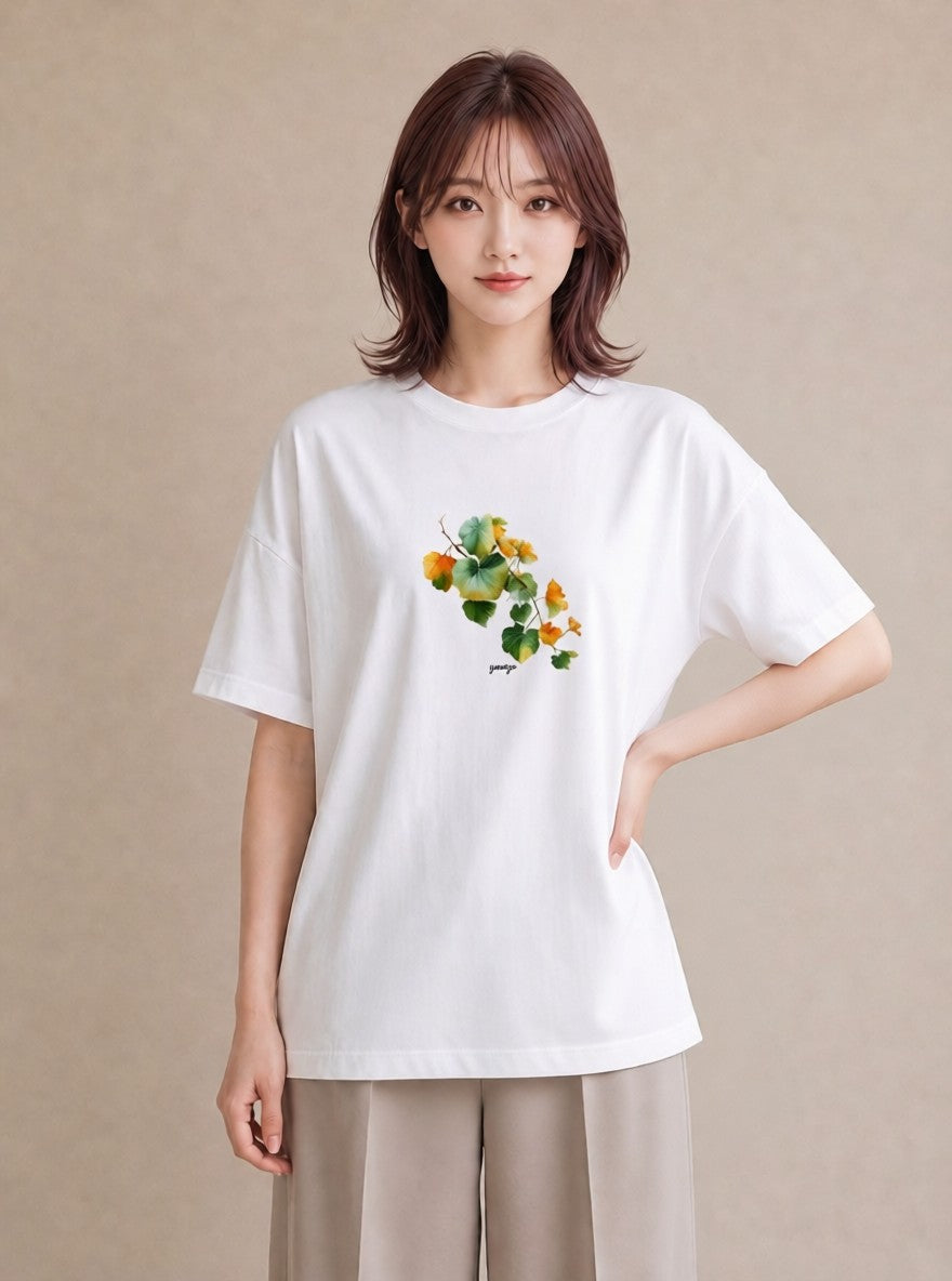 Tシャツ レディース あさがお 朝顔 花 花柄 イラスト ヴィンテージ風 旅行用 海 白T YMAZO