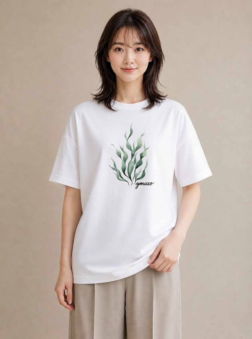 グラフィックTシャツ レディース シダ 植物 ボタニカル イラスト ラフカジュアル 通学 誕生日プレゼント 白T YMAZO