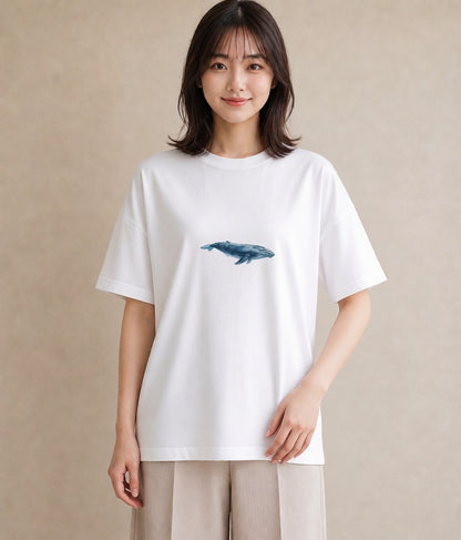 デザインTシャツ レディース ジンベエザメ 海の生き物 海 イラスト 休日コーデ 春服 ミセス 白T YMAZO