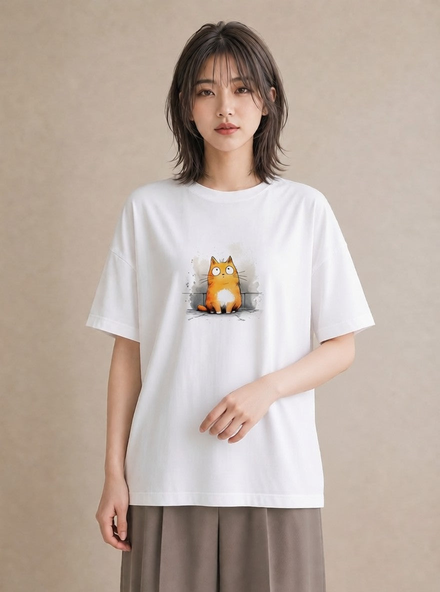 半袖Tシャツ レディース マンチカン 猫 ねこ イラスト ユニーク 春コーデ 姉妹 白T YMAZO