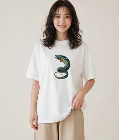 プリントTシャツ レディース チンアナゴ 海の生き物 海 イラスト ミニマル 散歩 お出かけ 白T YMAZO
