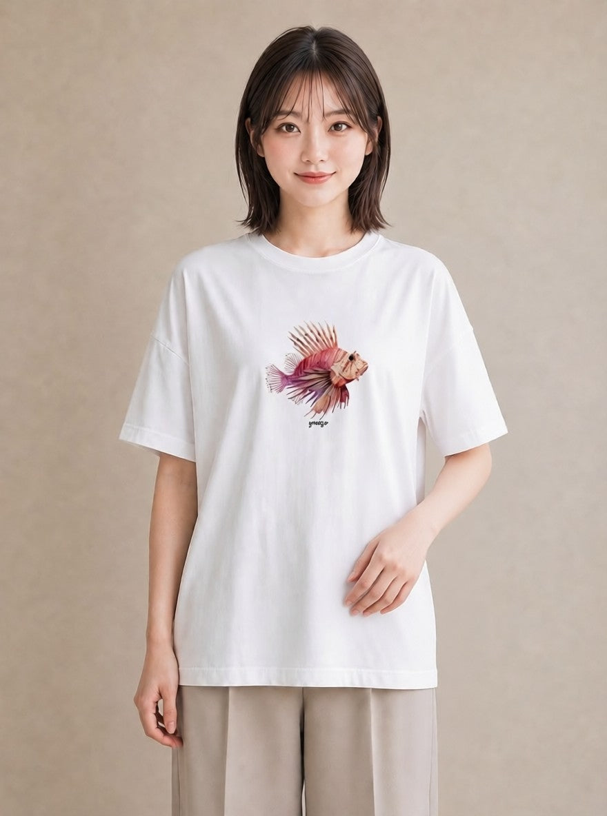 グラフィックTシャツ レディース ベタ ペット 動物 イラスト 個性的 20代 カジュアルコーデ 白T YMAZO