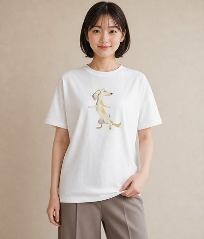 半袖Tシャツ レディース わんこ 犬 いぬ イラスト カジュアル ビーチ デイリーウェア 白T YMAZO