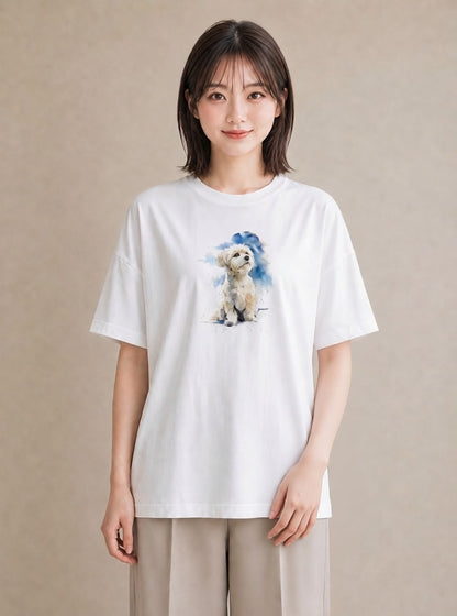グラフィックTシャツ レディース 犬好き 犬 いぬ イラスト 可愛い 自分用 ルームウェア 白T YMAZO