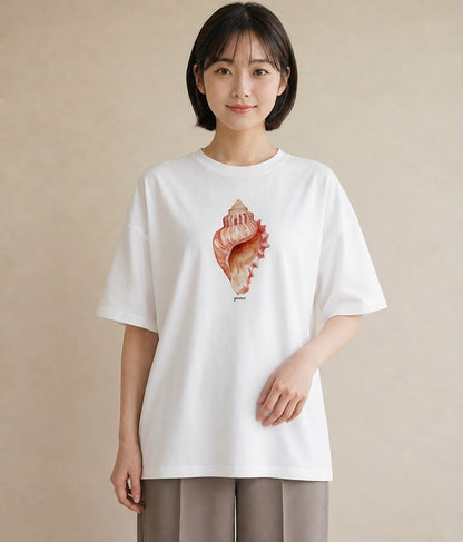 プリントTシャツ レディース かたつむり 昆虫 虫 イラスト ナチュラル 通勤 在宅 白T YMAZO