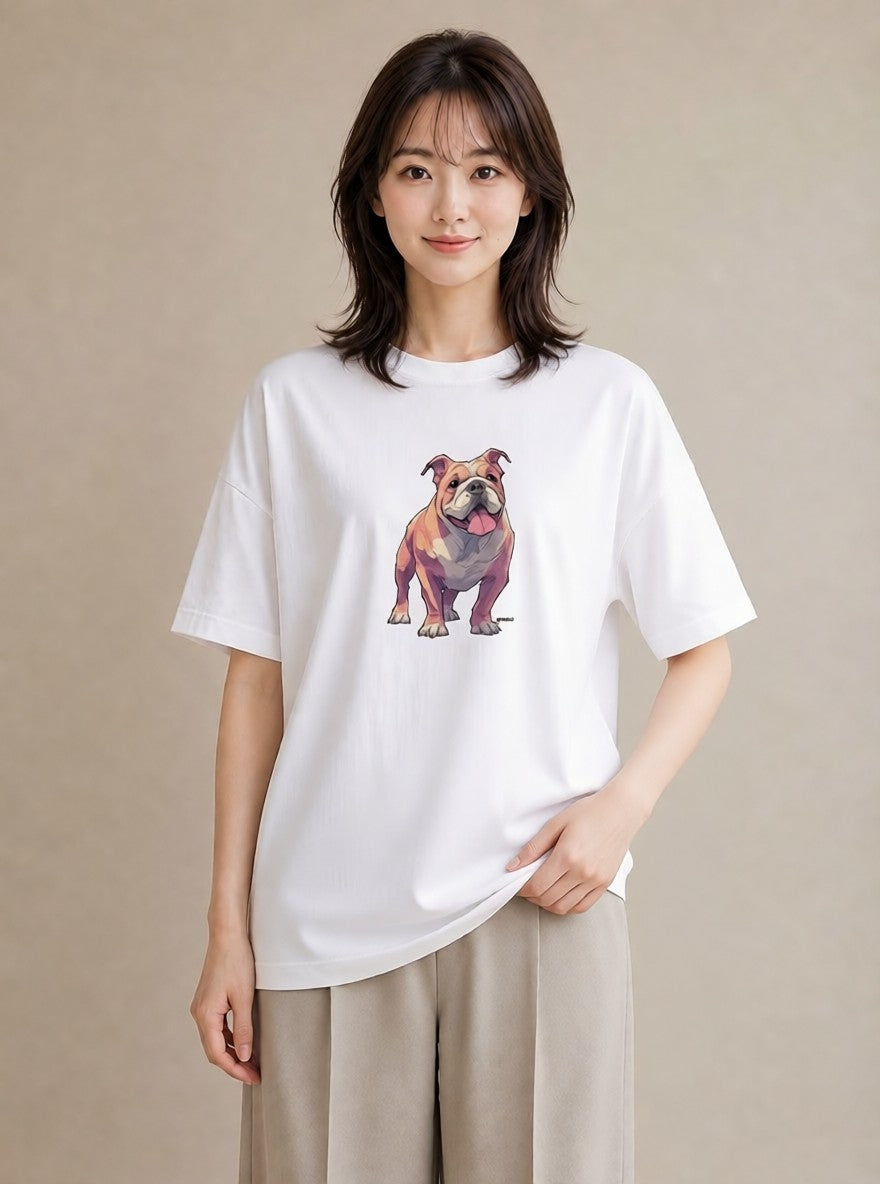 半袖Tシャツ レディース 老犬 犬 いぬ イラスト 母の日 ビーチ 白T YMAZO