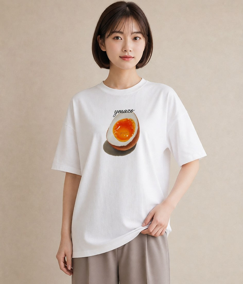 プリントTシャツ レディース 目玉焼き 食べ物 フード イラスト こなれ感 在宅 公園 白T YMAZO