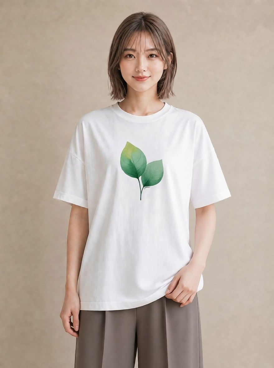 デザインTシャツ レディース 観葉植物 植物 ボタニカル イラスト アート風 カジュアルコーデ 買い物 白T YMAZO
