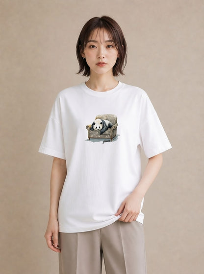 デザインTシャツ レディース パンダ 動物 アニマル イラスト お洒落 母娘コーデ 自分用 白T YMAZO