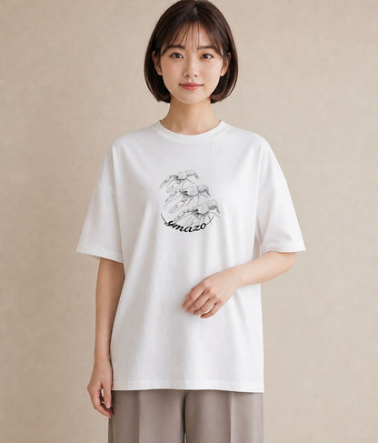デザインTシャツ レディース エビ 海の生き物 海 イラスト ナチュラル 旅行用 白T YMAZO