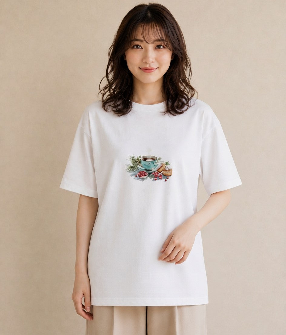 半袖Tシャツ レディース ハーブティー 食べ物 フード イラスト フェミニン ギフト 母の日 白T YMAZO