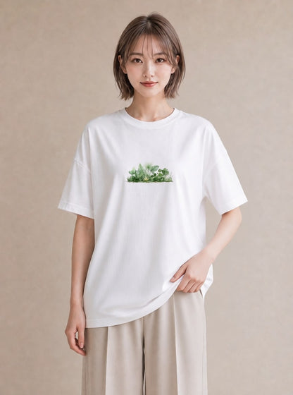 Tシャツ レディース 芝生 植物 ボタニカル イラスト 旅行コーデ クリスマス 旅行 白T YMAZO