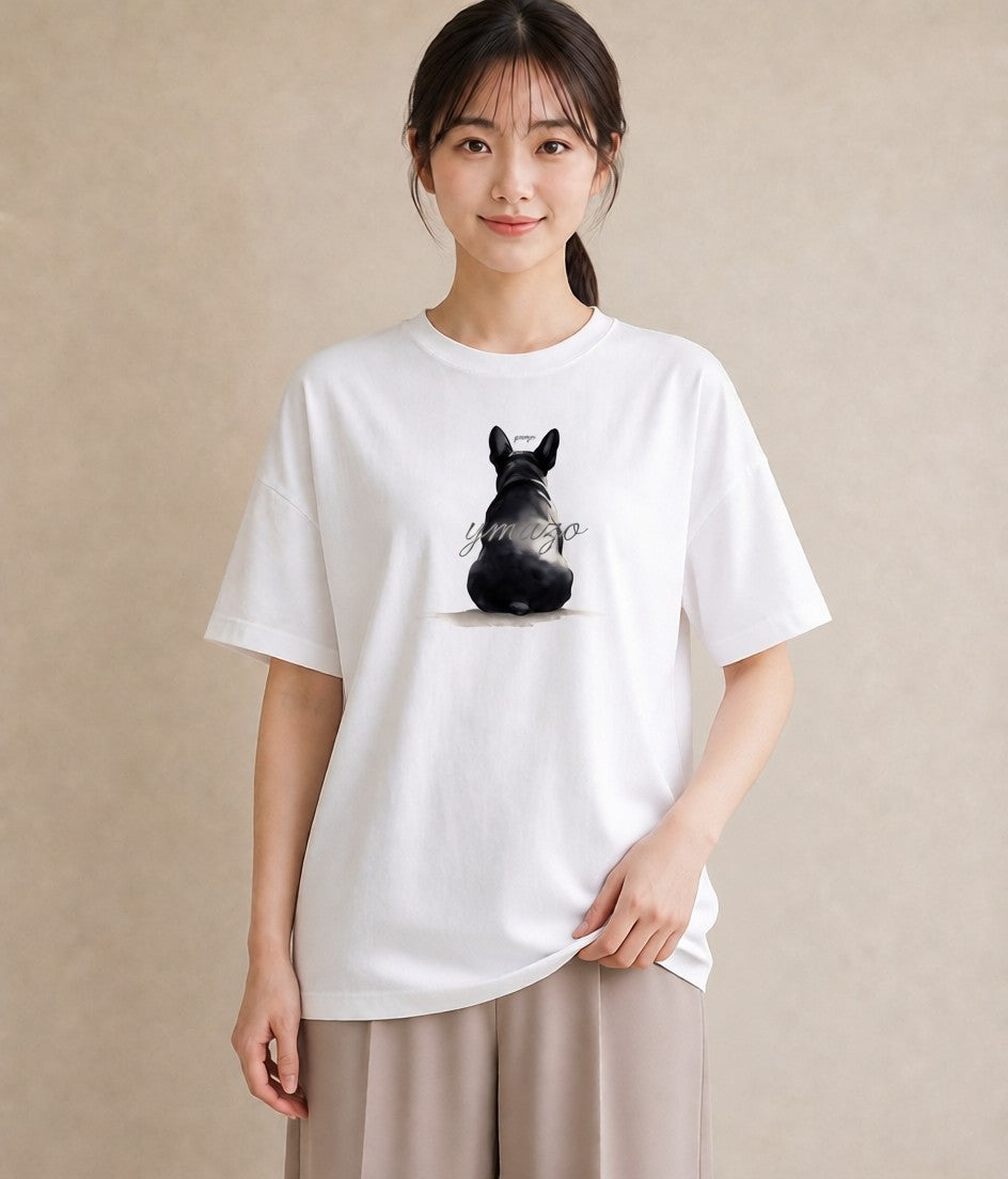 Tシャツ レディース いぬ 犬 ワンコ イラスト 韓国風 レイヤード 友達ギフト 白T YMAZO