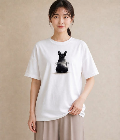 Tシャツ レディース いぬ 犬 ワンコ イラスト 韓国風 レイヤード 友達ギフト 白T YMAZO
