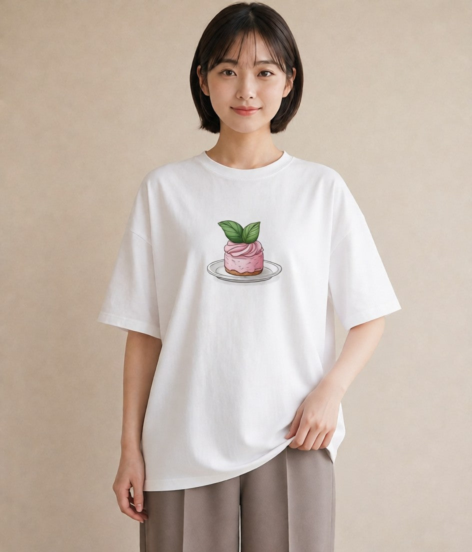 プリントTシャツ レディース マフィン 食べ物 フード イラスト ユニーク 自分用 ルームウェア 白T YMAZO