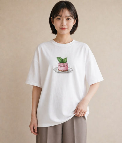 プリントTシャツ レディース マフィン 食べ物 フード イラスト ユニーク 自分用 ルームウェア 白T YMAZO