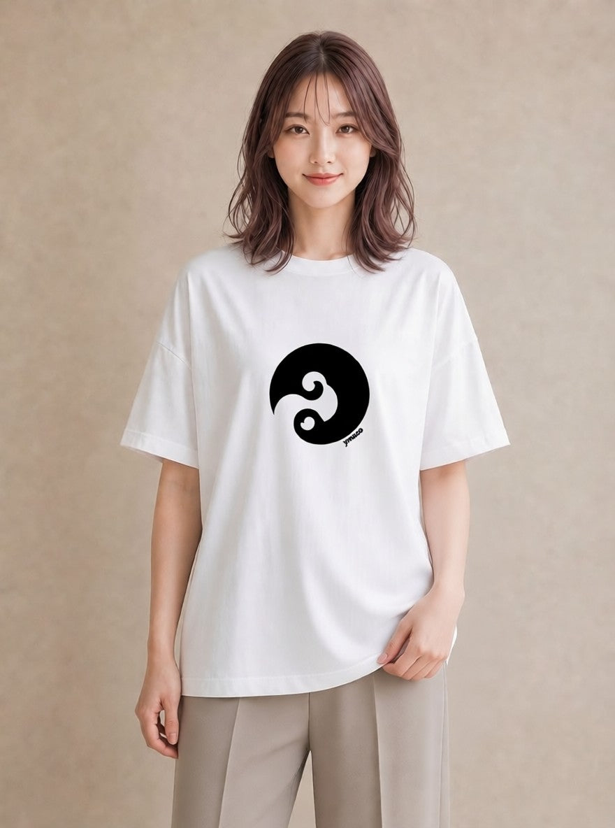 プリントTシャツ レディース 扇子 そよ風 ナチュラル アンティーク イラスト ユニーク カフェ服 クリスマス 白T YMAZO