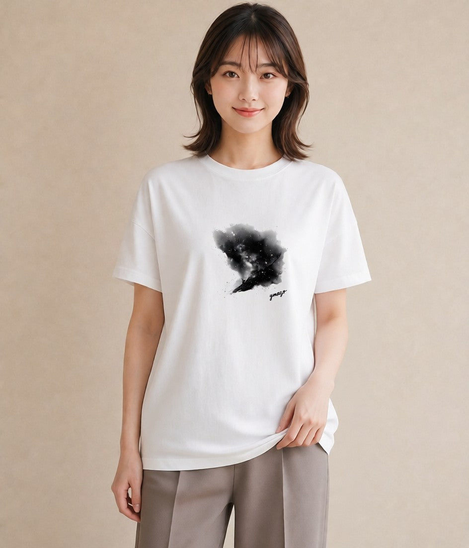 プリントTシャツ レディース 牡羊座 星空 宇宙 イラスト 旅行コーデ 送別ギフト 通勤 白T YMAZO