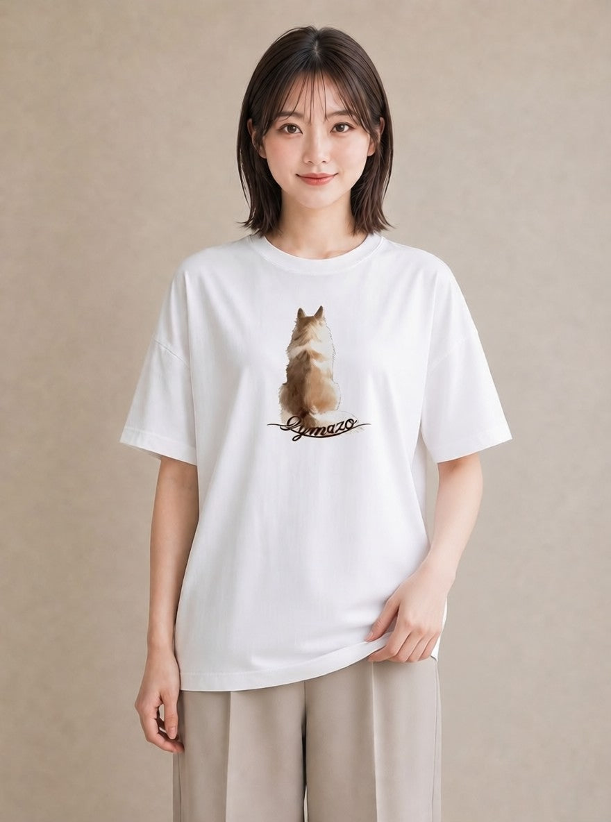 グラフィックTシャツ レディース キジトラ 猫 ねこ イラスト シンプル 部屋着 女性向けギフト 白T YMAZO