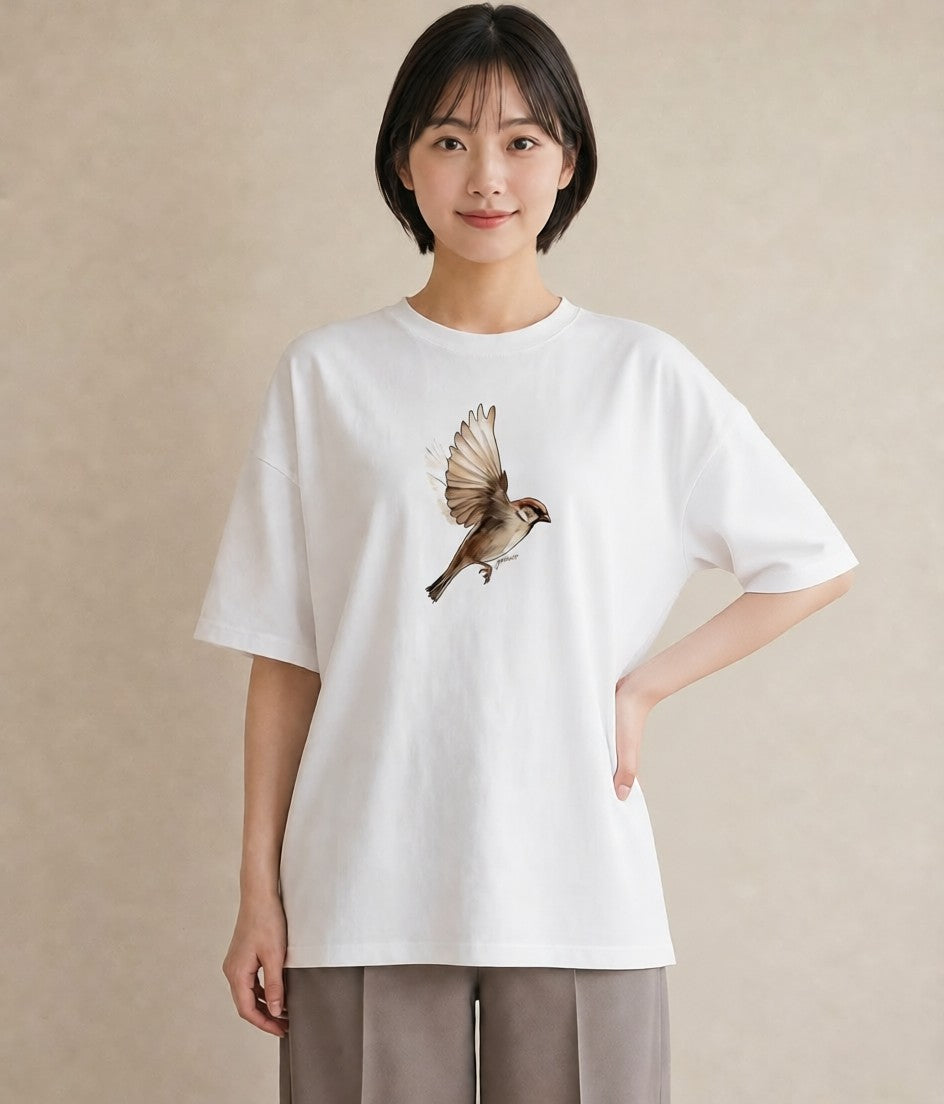 半袖Tシャツ レディース 白文鳥 ペット 動物 イラスト ゆるかわ ギフト 母の日 白T YMAZO