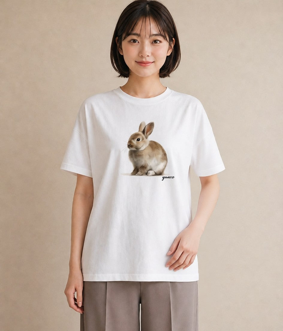 デザインTシャツ レディース デグー ペット 動物 イラスト きれいめカジュアル ミセス 春コーデ 白T YMAZO
