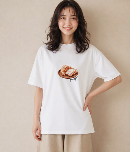 プリントTシャツ レディース たまご 食べ物 フード イラスト フェミニン 旅行用 海 白T YMAZO