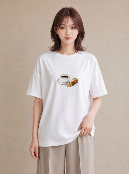 デザインTシャツ レディース ベーグル 食べ物 フード イラスト レトロ 母娘コーデ 自分用 白T YMAZO