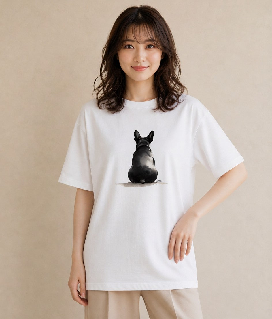 Tシャツ レディース フレンチブルドッグ フレブル 犬 いぬ イラスト 韓国風 普段着 週末コーデ 白T YMAZO
