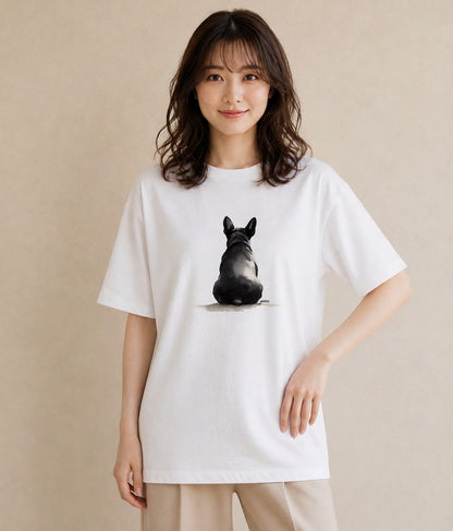Tシャツ レディース フレンチブルドッグ フレブル 犬 いぬ イラスト 韓国風 普段着 週末コーデ 白T YMAZO